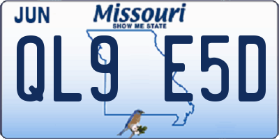 MO license plate QL9E5D