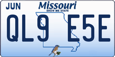 MO license plate QL9E5E