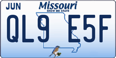 MO license plate QL9E5F