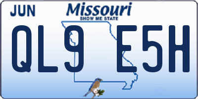 MO license plate QL9E5H