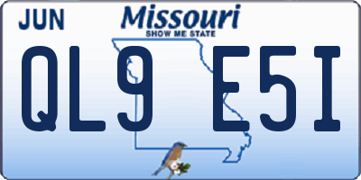 MO license plate QL9E5I