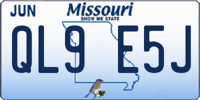 MO license plate QL9E5J