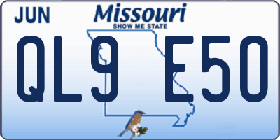 MO license plate QL9E5O