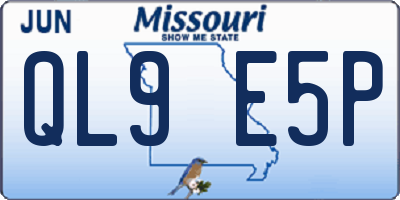 MO license plate QL9E5P