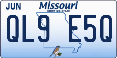 MO license plate QL9E5Q