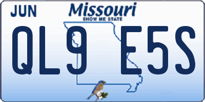 MO license plate QL9E5S