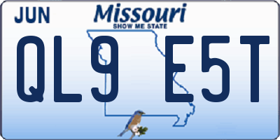MO license plate QL9E5T