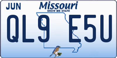 MO license plate QL9E5U