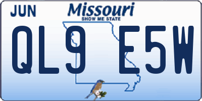 MO license plate QL9E5W