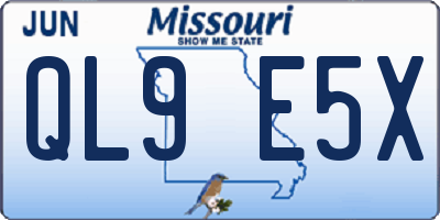 MO license plate QL9E5X
