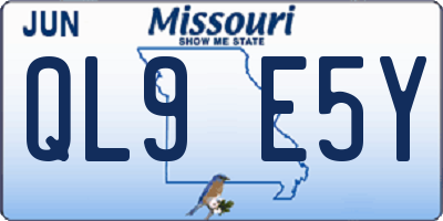 MO license plate QL9E5Y