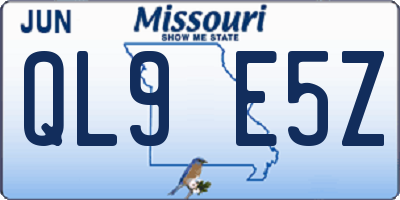 MO license plate QL9E5Z