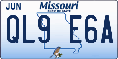 MO license plate QL9E6A