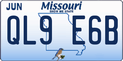 MO license plate QL9E6B