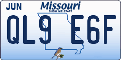 MO license plate QL9E6F