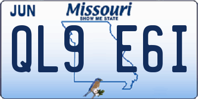 MO license plate QL9E6I
