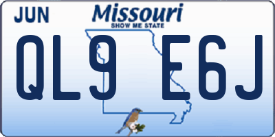 MO license plate QL9E6J