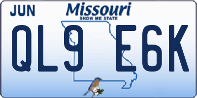 MO license plate QL9E6K