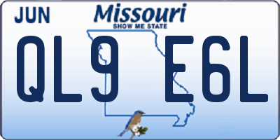 MO license plate QL9E6L