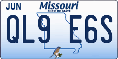 MO license plate QL9E6S