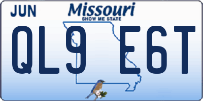 MO license plate QL9E6T