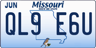 MO license plate QL9E6U