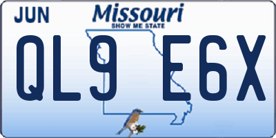 MO license plate QL9E6X
