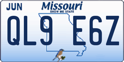 MO license plate QL9E6Z