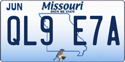 MO license plate QL9E7A