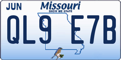 MO license plate QL9E7B