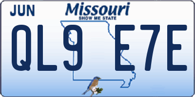 MO license plate QL9E7E
