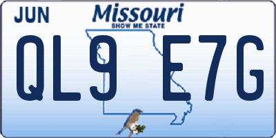 MO license plate QL9E7G