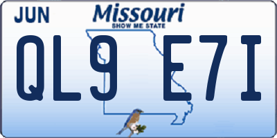 MO license plate QL9E7I