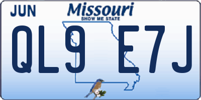 MO license plate QL9E7J
