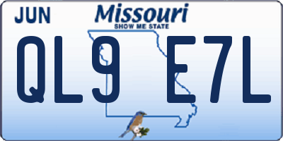 MO license plate QL9E7L