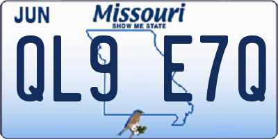 MO license plate QL9E7Q