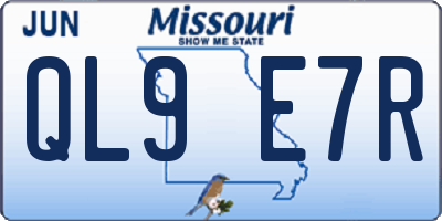 MO license plate QL9E7R