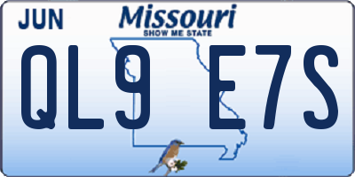 MO license plate QL9E7S