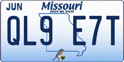 MO license plate QL9E7T