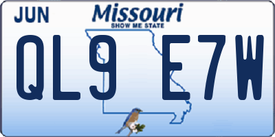 MO license plate QL9E7W