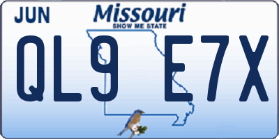 MO license plate QL9E7X
