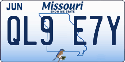 MO license plate QL9E7Y