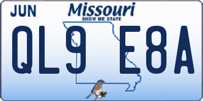 MO license plate QL9E8A