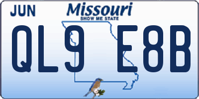 MO license plate QL9E8B