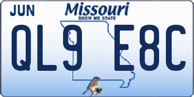 MO license plate QL9E8C