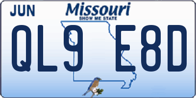 MO license plate QL9E8D