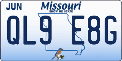 MO license plate QL9E8G