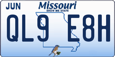 MO license plate QL9E8H