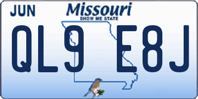 MO license plate QL9E8J