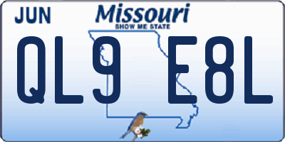MO license plate QL9E8L